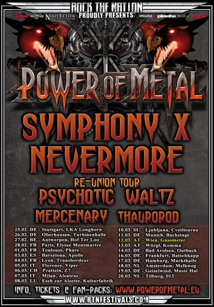Power Of Metal Tour : Symphony X + Nevermore + Psychotic Waltz @ Elysée Montmartre (Paris), le 28 février 2011