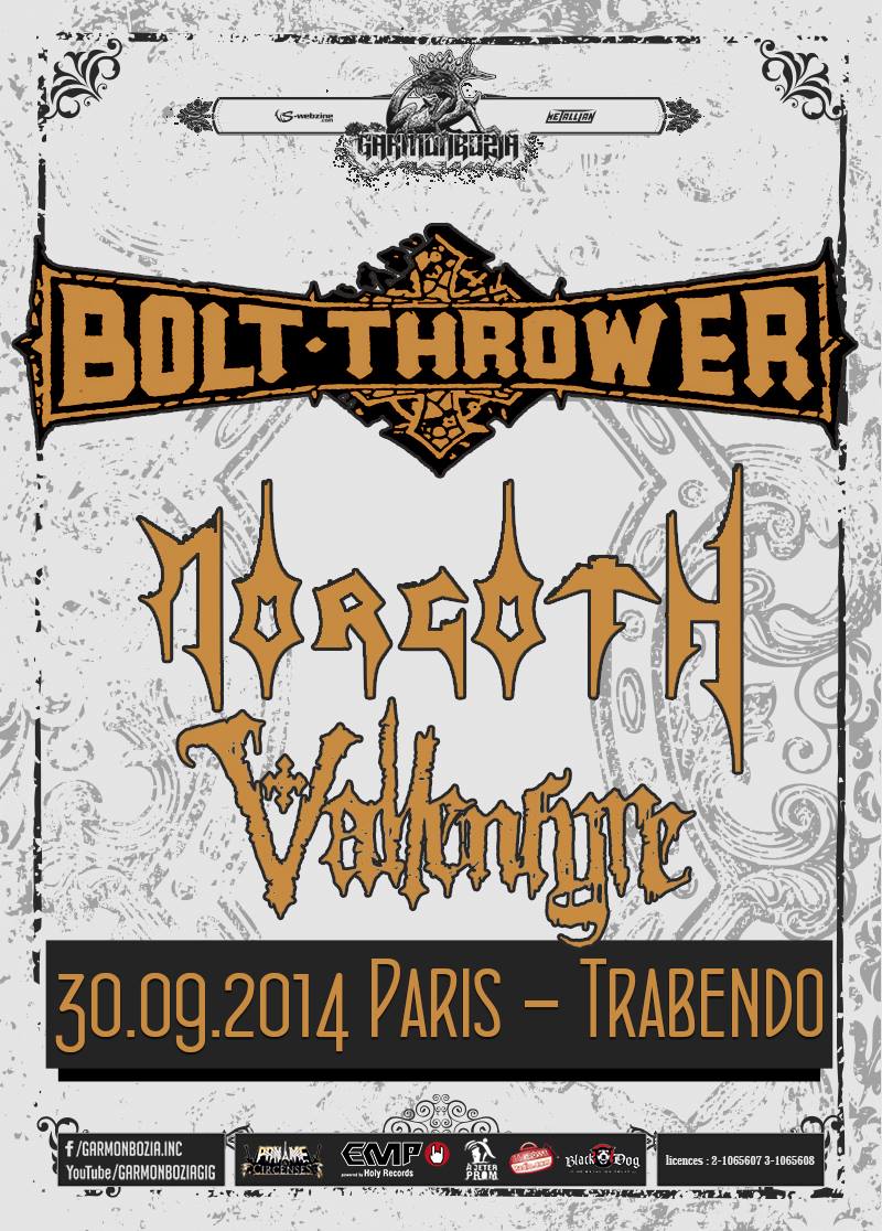 Bolt Thrower + Morgoth @ Trabendo (Paris), le 30 Septembre 2014
