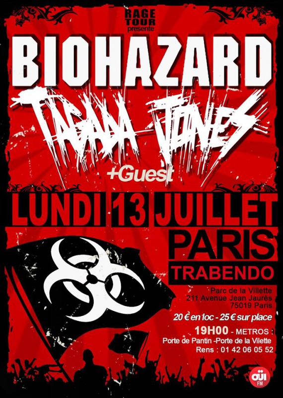 Biohazard + Tagada Jones @ Trabendo (Paris), le 13 Juillet 2015