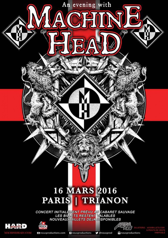 Machine Head @ Trianon (Paris), le 16 Mars 2016