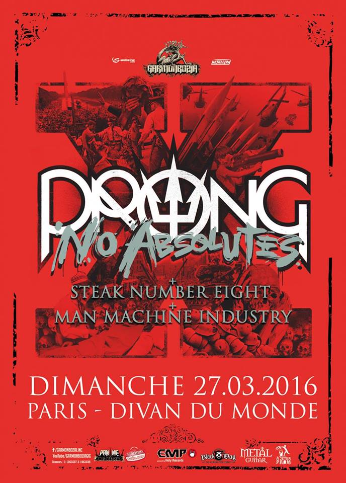 Prong + Steak Number Eight + Man.Machine.Industry @ Divan du Monde (Paris), le 26 Mars 2016