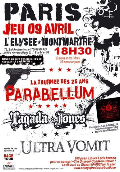 Ultra Vomit + Parabellum + Tagada Jones @ Elysée Montmartre (Paris),  09 Avril 2009