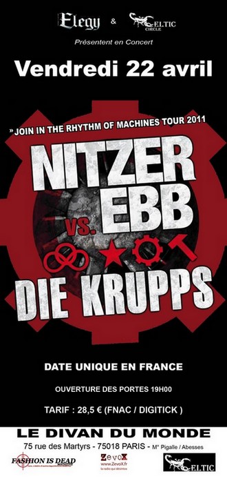 Nitzer Ebb VS Die Krupps + Dernière Volonté au Divan du Monde (Paris), le 22 Avril 2011