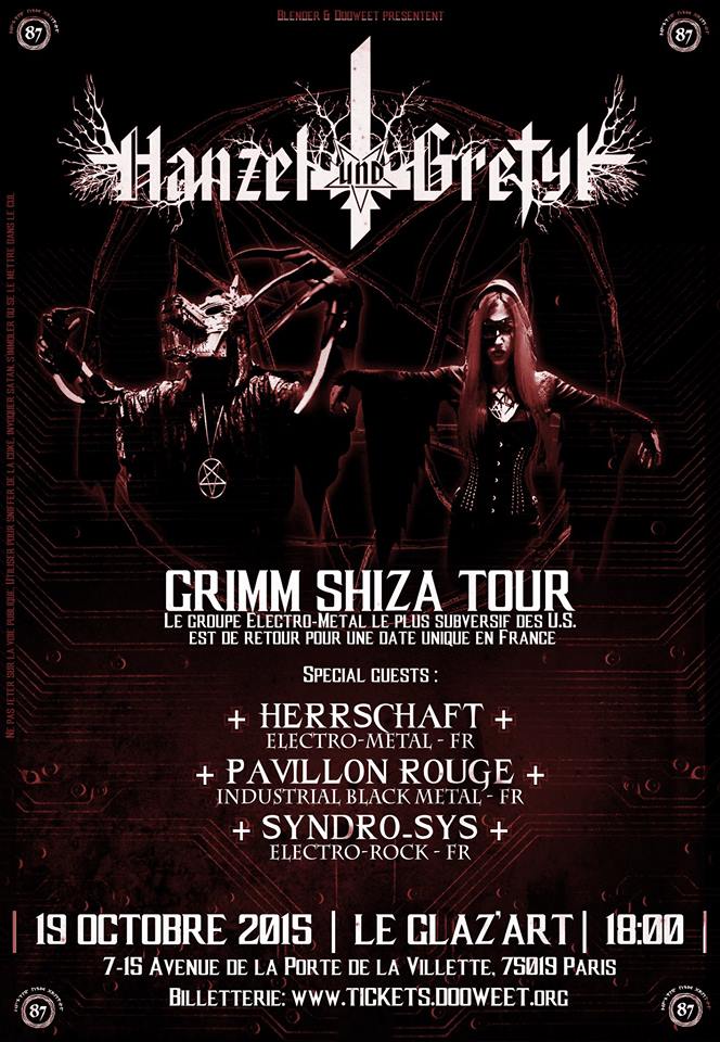 Hanzel und Gretyl + Herrschaft + Pavillon Rouge + Syndro-Sys @ Glazart (Paris), le 19 Octobre 2015