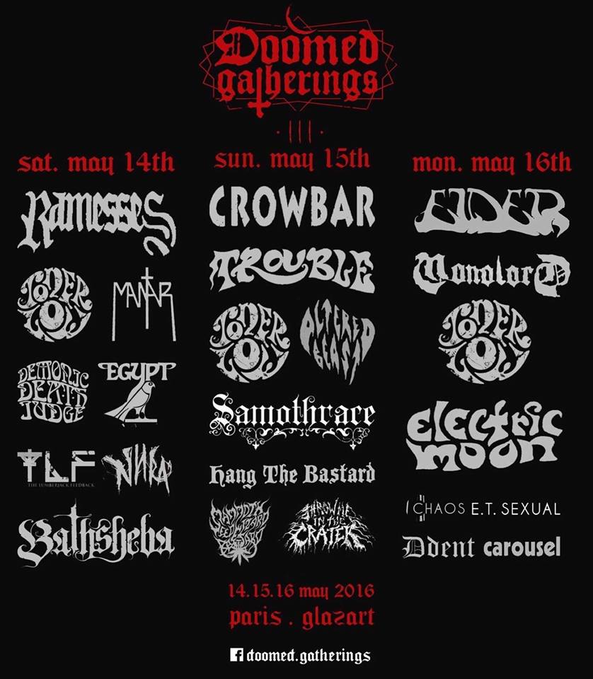 Doomed Gatherings 2016 @ Glazart (Paris), du 14 au 16 Mai 2016