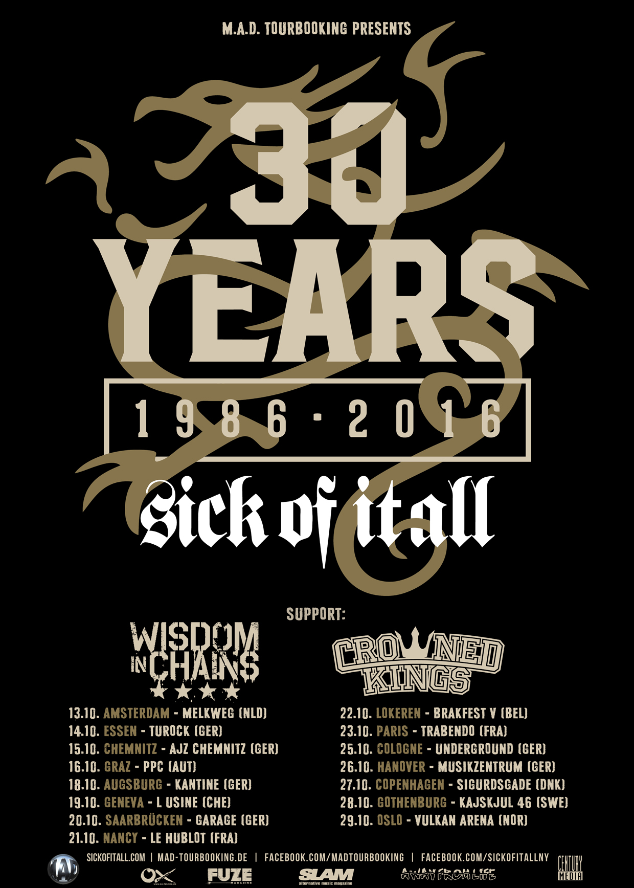 Sick Of It All + Black Bomb A @ Trabendo (Paris), le 23 Octobre 2016