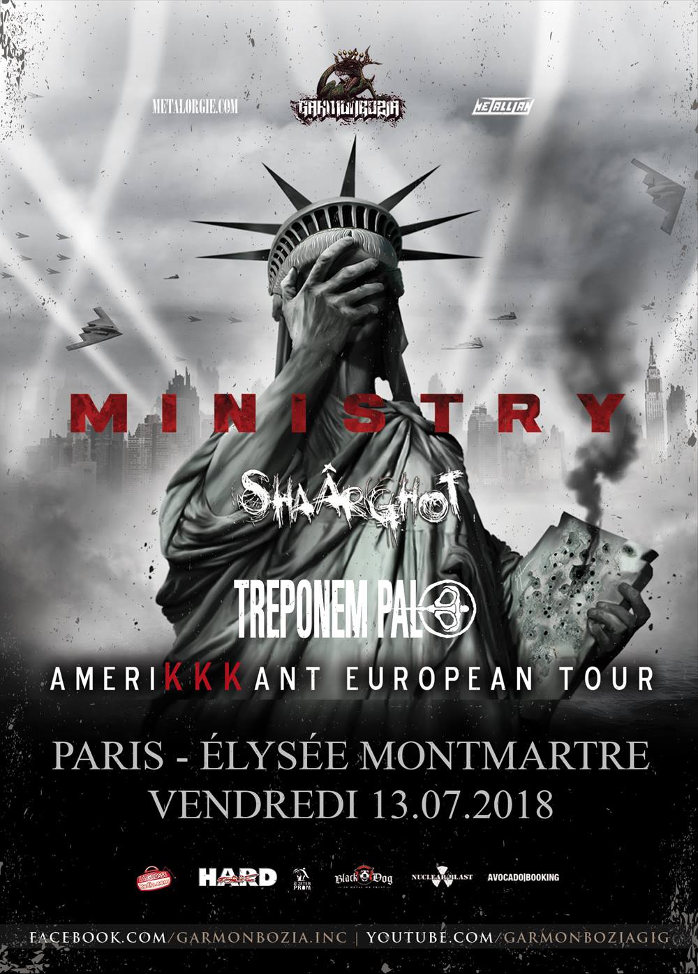 Ministry + Shaârghot + Treponem Pal @ Elysée Montmartre (Paris), le 13 Juillet 2018