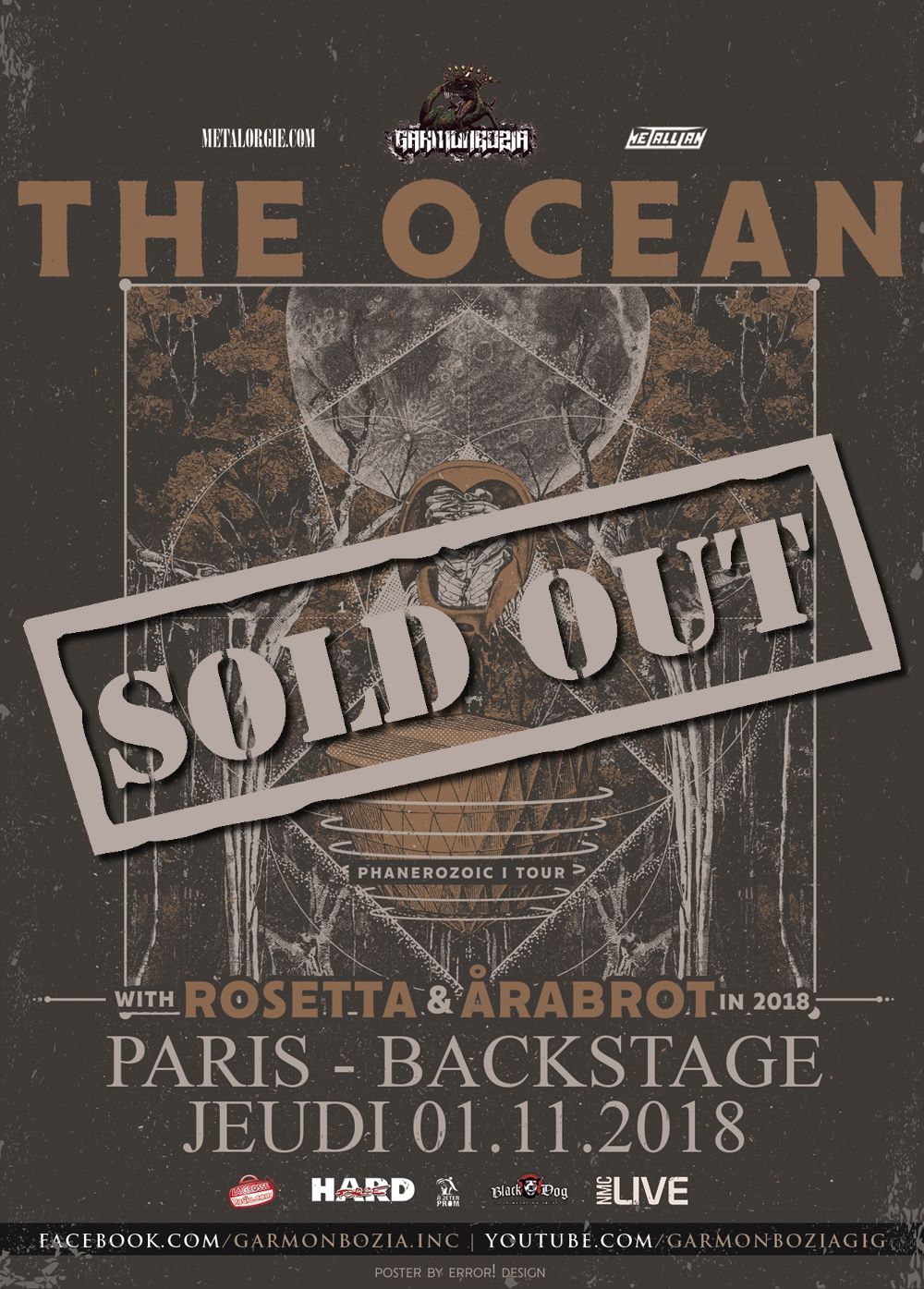 The Ocean + Rosetta + Arabrot @ O’Sullivans Backstage By The Mills (Paris), le 1er Novembre 2018