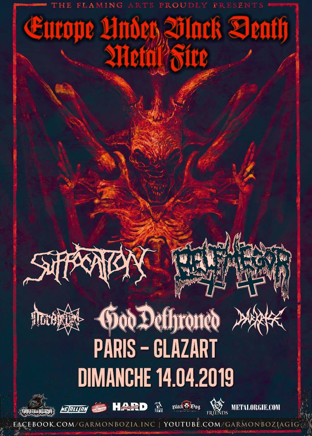 Suffocation + Belphegor + God Dethroned + Nordjevel @ Glazart (Paris), le 14 Avril 2019