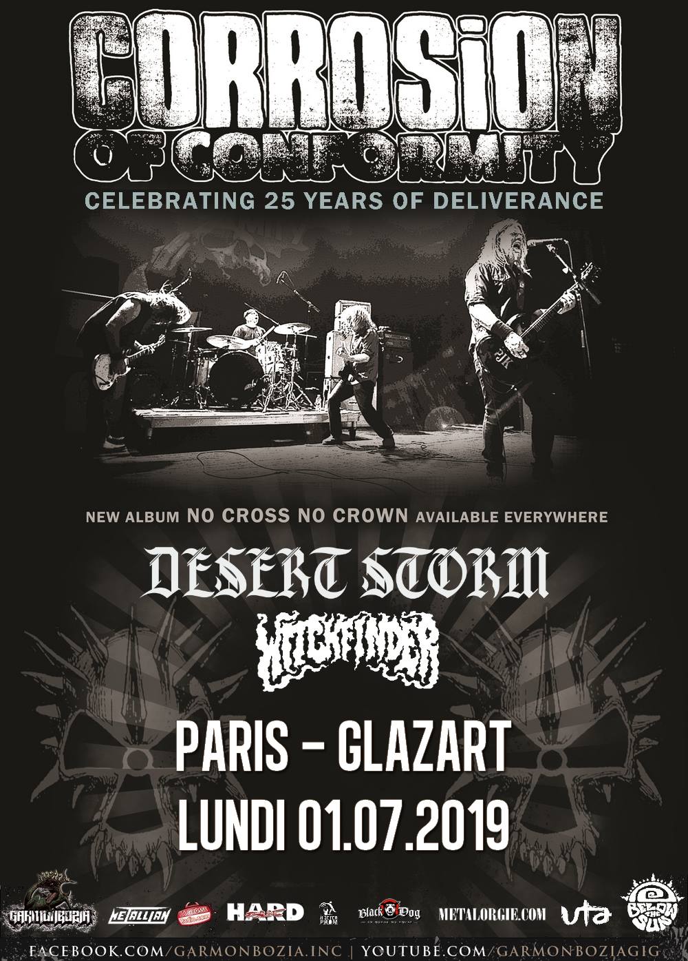 Corrosion of Conformity + Desert Storm + Witchfinder @ Glazart (Paris), le 1er Juillet 2019